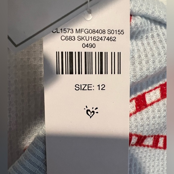 NWT- 2 Pc XMas PJ Set❤️ Lt Blue w Candy Cane Hearts , Long Pants & Henley Top - Picture 11 of 12